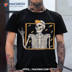 vintage halloween skeleton rock on hand boys shirt skeleton head tshirt