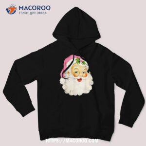 vintage pink santa claus christmas pajamas xmas shirt santa tracker 2023 hoodie