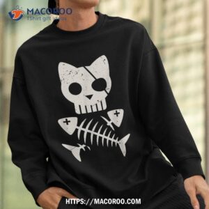 vintage pirate cat kitten halloween skull cross bones shirt skull pumpkin sweatshirt