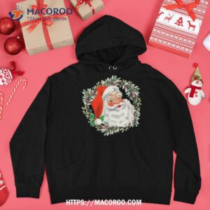 vintage santa claus with wreath beautiful christmas design shirt santa claus marvel hoodie