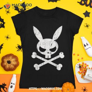 Vintage Scary Skull And Crossbones Bad Rabbit Horror Bunny Shirt, Spooky Scary Skeletons