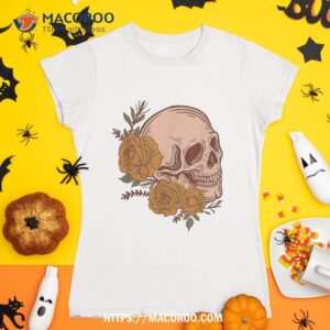 vintage skull floral autumn fall halloween shirt skeleton masks tshirt 1