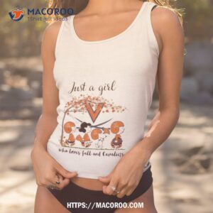 virginia cavaliers peanuts cartoon just a girl who loves fall and cavaliers logo shirt tank top 1