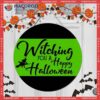 Wall Decor Sign On Halloween Day, Round Door Wooden Sign,witching You A Happy Halloween, Printed