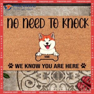 We Know You Are Here Dog & Bone Front Door Mat, No Need To Knock Custom Doormat, Gifts For Lovers