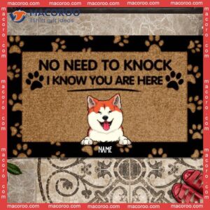 We Know You Are Here Front Door Mat, Gifts For Dog Lovers, No Need To Knock Personalized Doormat