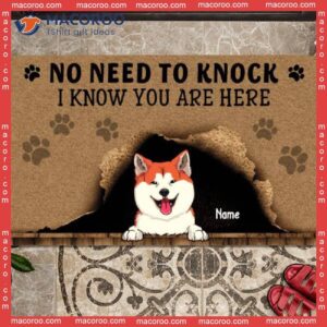 We Know You Are Here Naughty Dog Front Door Mat, No Need To Knock Custom Doormat, Gifts For Lovers