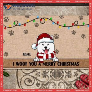 We Woof You A Merry Christmas Front Door Mat, Gifts For Dog Lovers,christmas Personalized Doormat