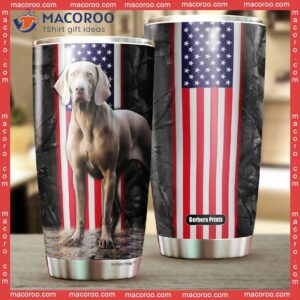 Weimaraner Dog American Flag Stainless Steel Tumbler