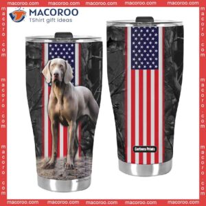 weimaraner dog american flag stainless steel tumbler 2