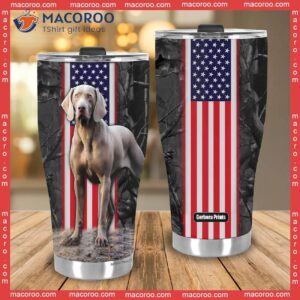 weimaraner dog american flag stainless steel tumbler 3