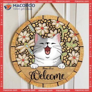 Welcome, Dragonfly Decoration, Personalized Cat Wooden Signs