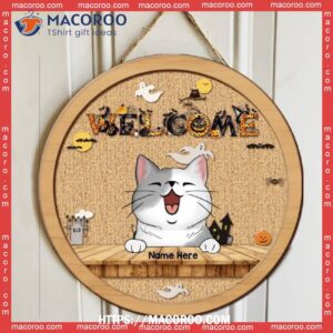 Welcome, Halloween Print Letters, Personalized Cat Wooden Signs, Halloween Party Favors For Adults