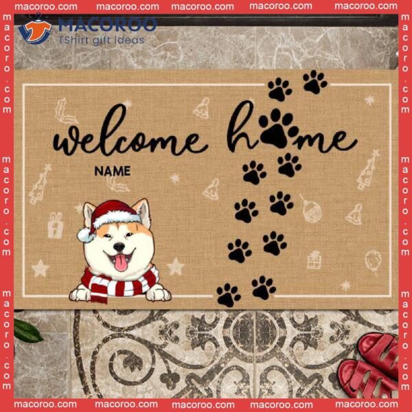Welcome Home Christmas Icon Holiday Doormat,christmas Dog Mat, Gifts For Lovers