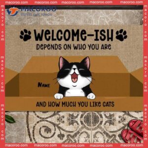 Welcome-ish Custom Doormat, Cats In A Box Outdoor Door Mat, Gifts For Cat Lovers