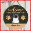 Welcome, Please Wipe Your Paws, Personalized Cat Wooden Signs