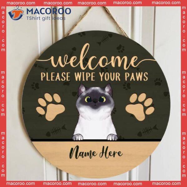 Welcome, Please Wipe Your Paws, Personalized Cat Wooden Signs