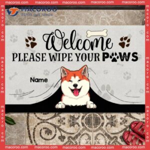 Welcome Please Wipe Your Paws Personalized Doormat, Front Door Mat, Gifts For Dog Lovers