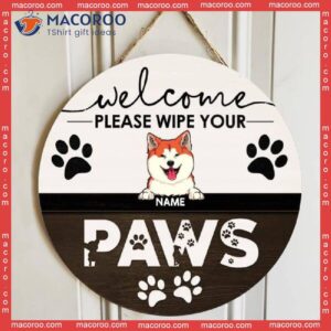 Welcome Please Wipe Your Paws, Sign, Personalized Dog & Cat Wooden Signs, Gifts For Pet Lovers, Front Door Decor