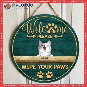 Welcome Please Wipe Your Paws, Wooden Door Hanger, Personalized Cat Breed Signs, Lovers Gifts, Front Decor