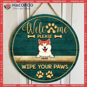 Welcome Please Wipe Your Paws, Wooden Door Hanger, Personalized Dog Breed Signs, Lovers Gifts, Front Decor