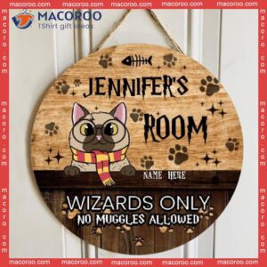 Welcome To My Room, Wizard Cats, Personalized Cat Wooden Signs