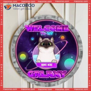 Welcome To Our Galaxy, Personalized Cat Wooden Signs