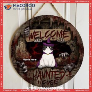 Welcome To Our Haunted House, Blood Letters, Personalized Cat Halloween Wooden Signs, Halloween 1978 Michael Myers