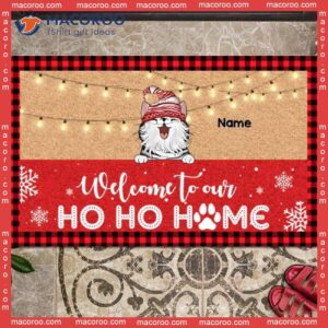 Welcome To Our Ho Home Personalized Doormat, Gifts For Cat Lovers,christmas Front Door Mat