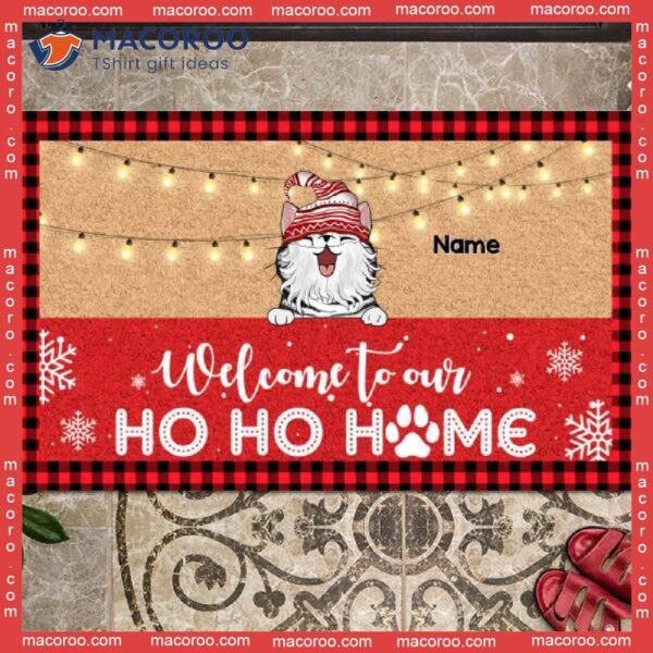 Welcome To Our Ho Home Personalized Doormat, Gifts For Cat Lovers,christmas Front Door Mat