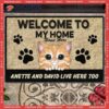 Welcome To Our Home Custom Doormat, Cute Peeking Cats Front Door Mat, Gifts For Cat Lovers