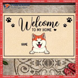 Welcome To Our Home Personalized Doormat, Gifts For Dog Lovers, Mat