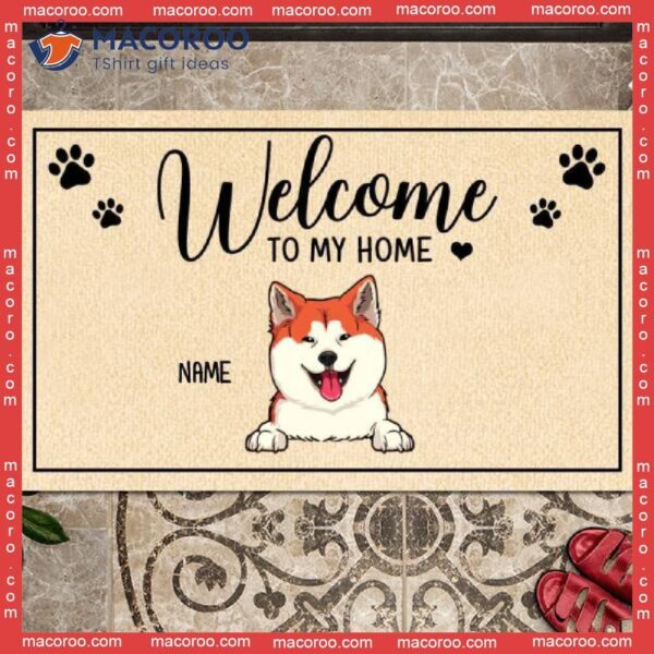 Welcome To Our Home Personalized Doormat, Gifts For Dog Lovers, Mat