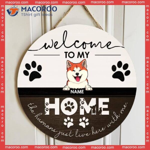 Welcome To Our Home, Sign, Personalized Dog Breeds Wooden Signs, Gifts For Lovers, Front Door Decor
