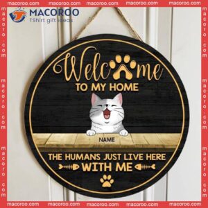 Welcome To Our Home, Wooden Door Hanger, Personalized Cat Breed Signs, Lovers Gifts, Front Decor