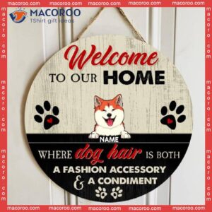 Welcome To Our Home, Wooden Door Hanger, Personalized Dog Breeds Signs, Front Decor, Lovers Gifts