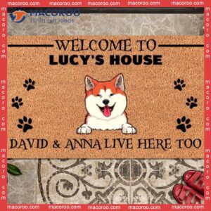 Welcome To The Dogs’ House Humans Live Here Too Front Door Mat, Custom Doormat, Gifts For Dog Lovers
