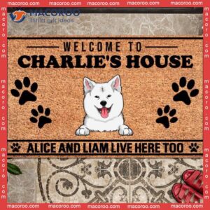 Welcome To The Dogs’ House Personalized Doormat, Outdoor Door Mat, Gifts For Dog Lovers
