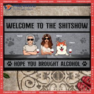 Welcome To The Shitshow Custom Doormat, A Couple & Dogs Mat, Gifts For Dog Lovers