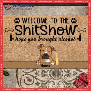 Welcome To The Shitshow Custom Doormat, Gifts For Dog Lovers, Cool Family & Dogs Front Door Mat