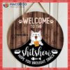 Welcome To The Shitshow Hope You Brought Snack, Cute Cat Breeds With Curtain, Personalized Wooden Signs