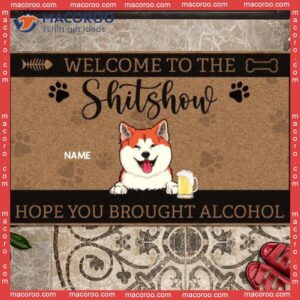 Welcome To The Shitshow Personalized Doormat, Gifts For Pet Lovers, Brown Mat