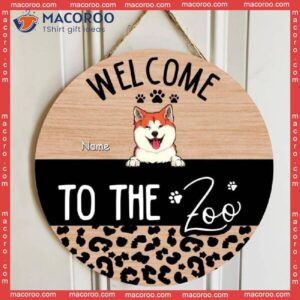 Welcome To The Zoos, Leopard Sign, Door Hanger, Wooden Signs, Personalized Dog & Cat Lovers Gift Signs