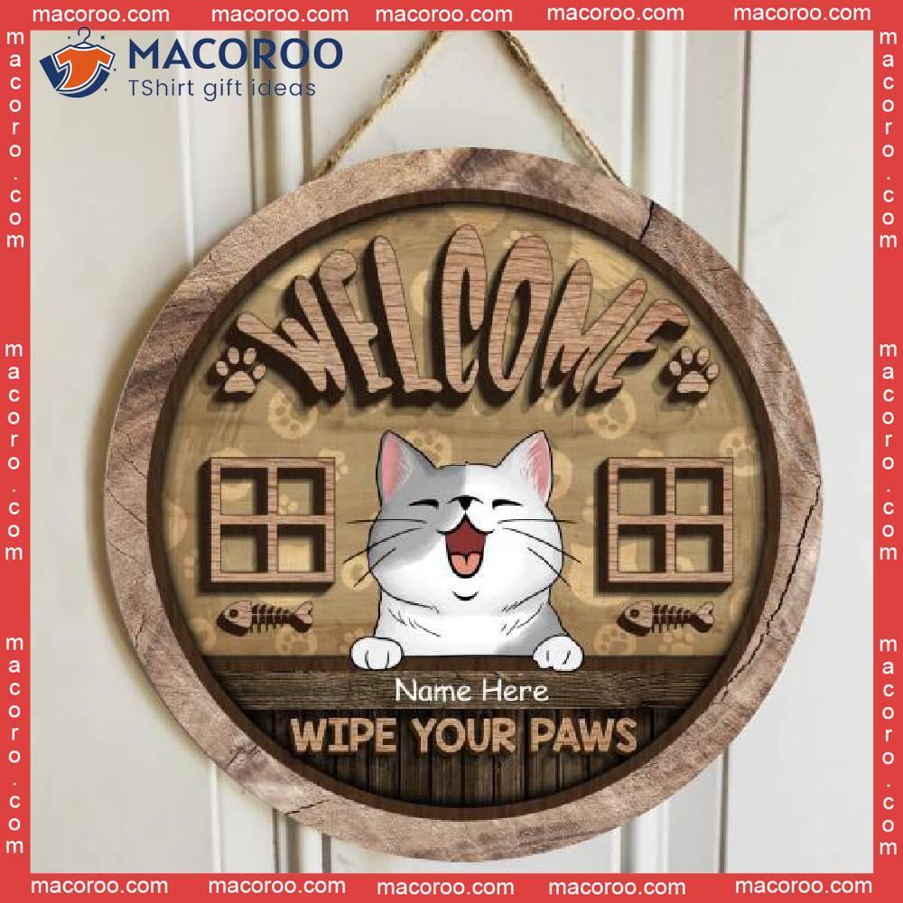 Welcome Wipe Your Paws, Personalized Cat Wooden Signs