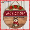 Welcome, Xmas Candy Cane Letters, Personalized Cat Christmas Wooden Signs