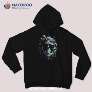 wild skull with flowers dripping splash distressed design shirt cute spooky hoodie