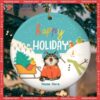 Winter Cats On Snow Field, Personalized Cat Christmas Ornament,happy Holiday