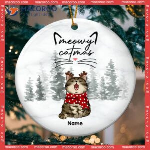Winter Circle Ceramic Ornament, Personalized Cat Breeds Xmas Gifts For Lovers,meowy Catmas