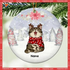 Winter Forest, Xmas Tree Decor, Cat Lovers Gifts, Personalized Breeds Circle Ceramic Ornament
