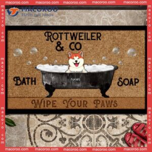 Wipe Your Paws Dogs In A Bathtub Front Door Mat, Personalized Doormat, Gifts For Dog Lovers